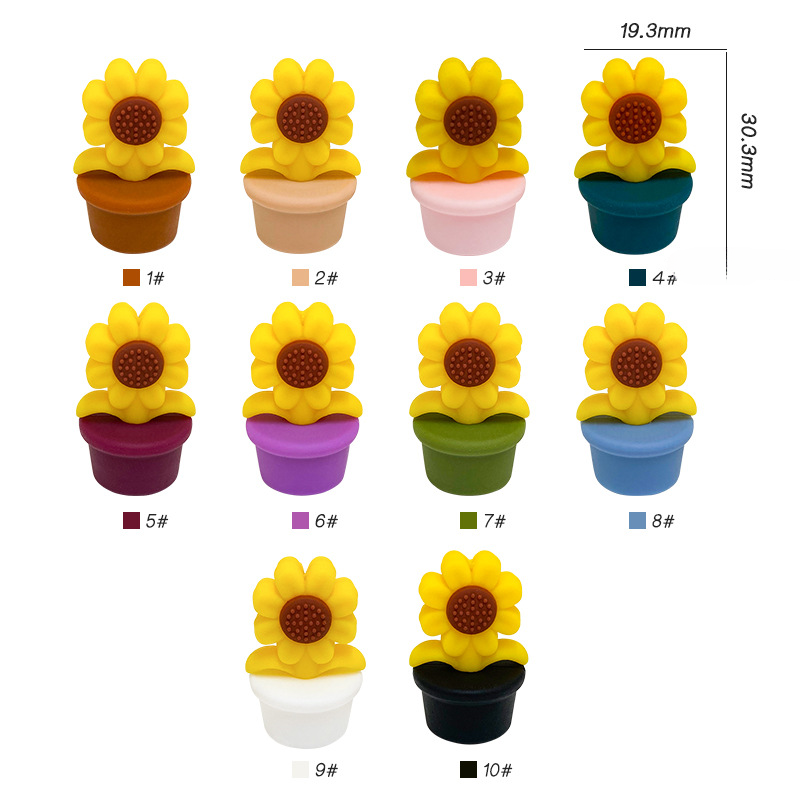 Wholesale 10PCS Silicone Flower Pot Sunflower Focal beads